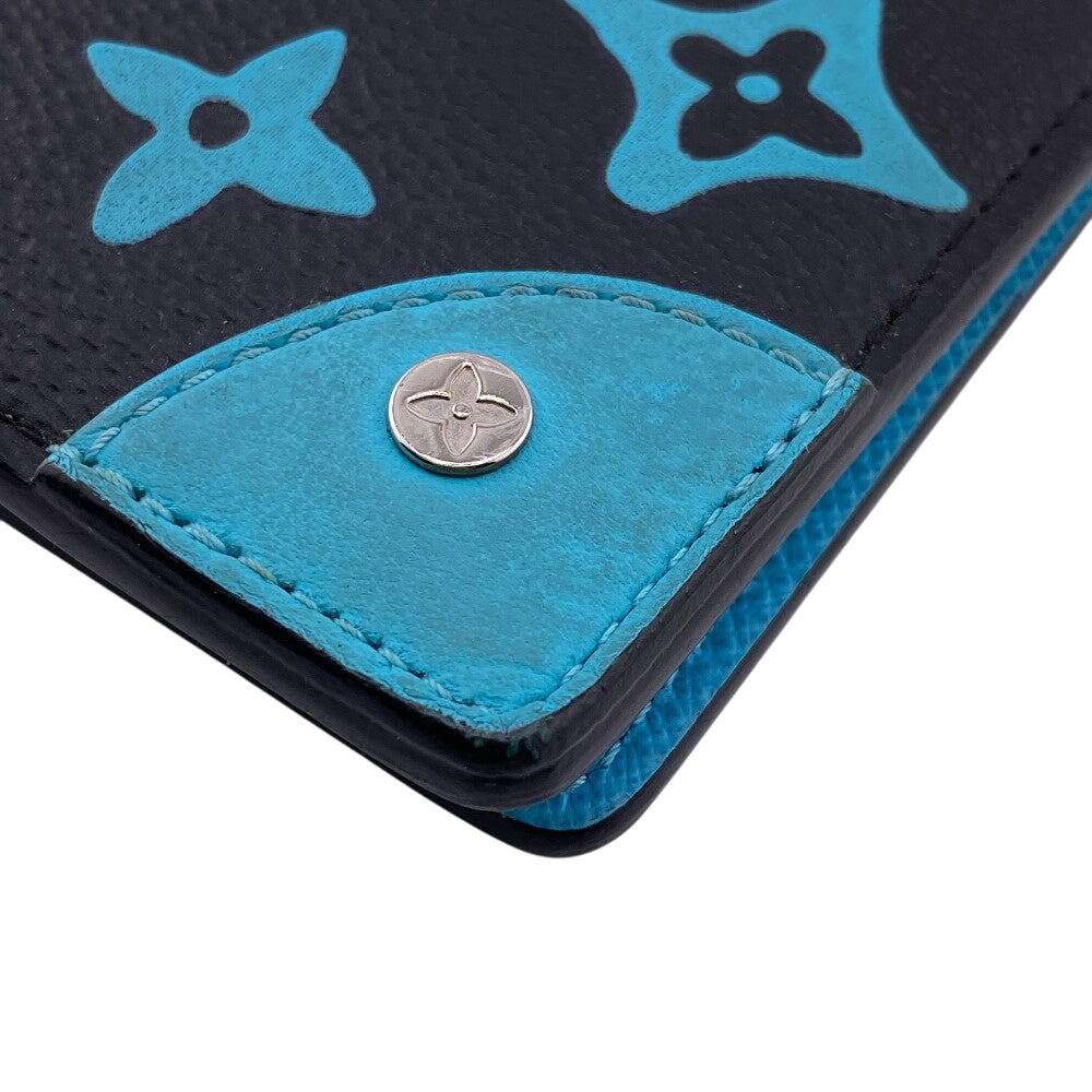 LOUIS VUITTON Bifold Wallet M82004 leather blue Monogram slender