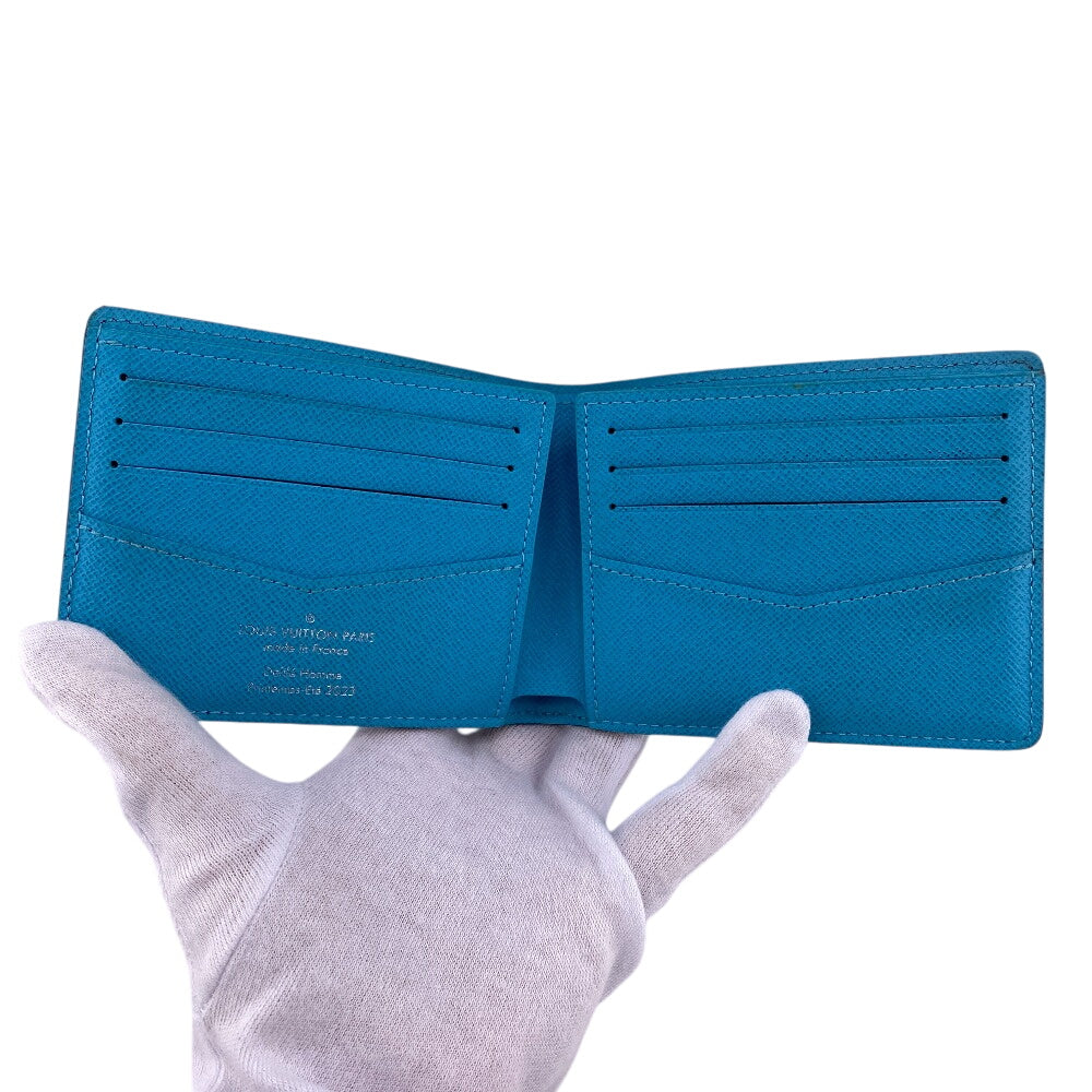 LOUIS VUITTON Bifold Wallet M82004 leather blue Monogram slender