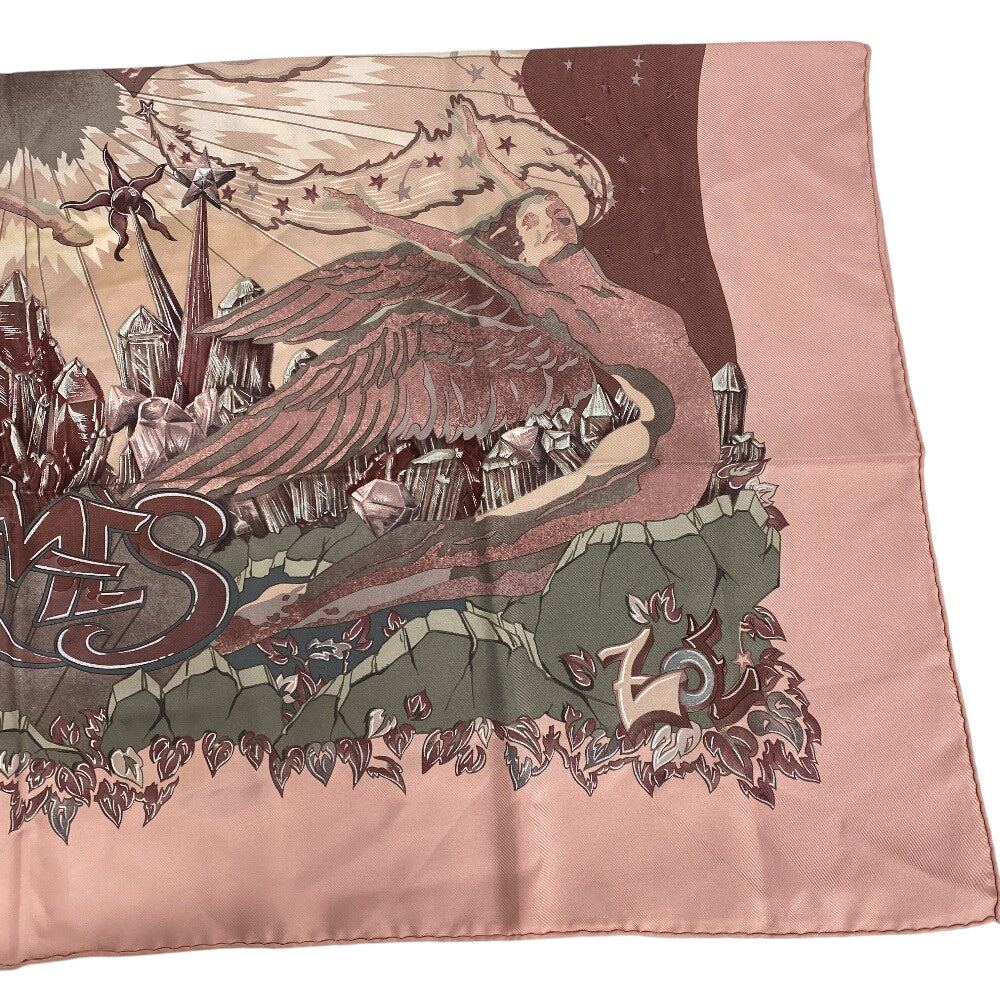 HERMES scarf silk pink AUBE LIBRE COMME L' ANGE Dawn Pegasus Carre90