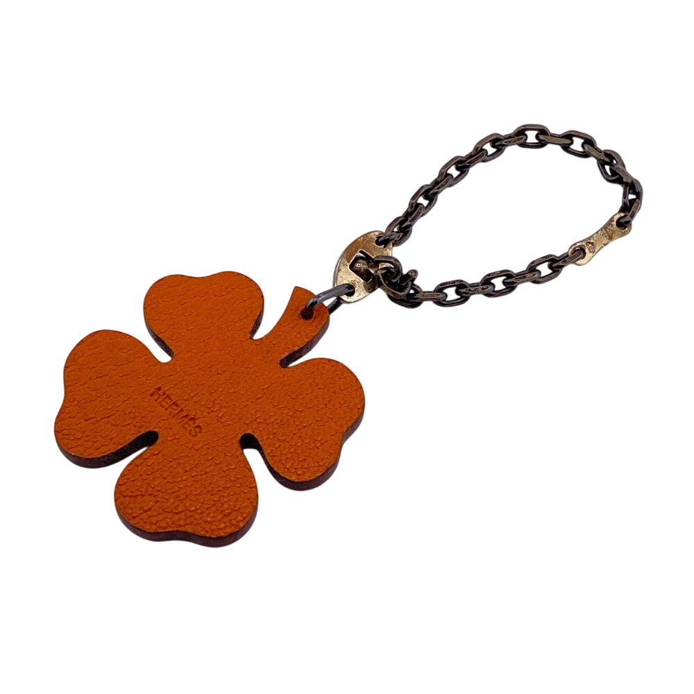 HERMES charm leather green Clover Lucky 4