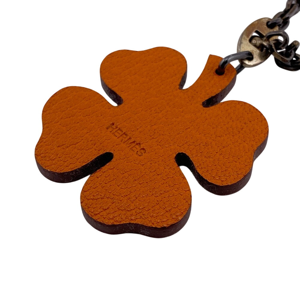HERMES charm leather green Clover Lucky 4