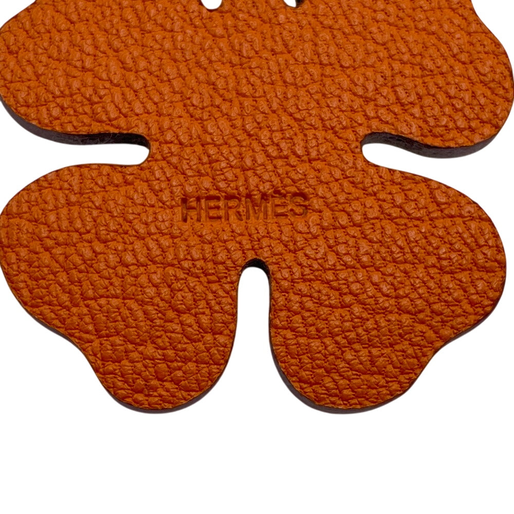 HERMES charm leather green Clover Lucky 4