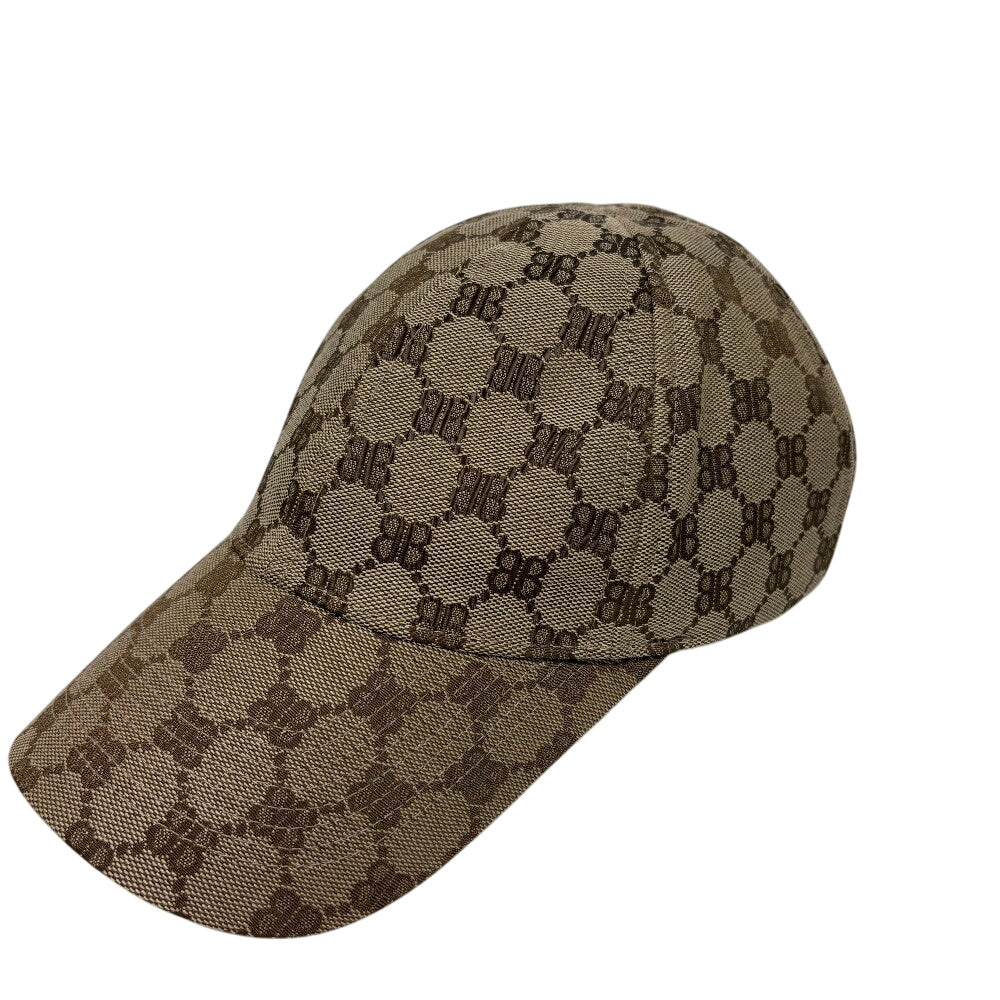 GUCCI cap 680717 64% polyester, 18% nylon, 18% cotton Brown Balenciaga Collaboration Hacker Project BB logo L 59cm