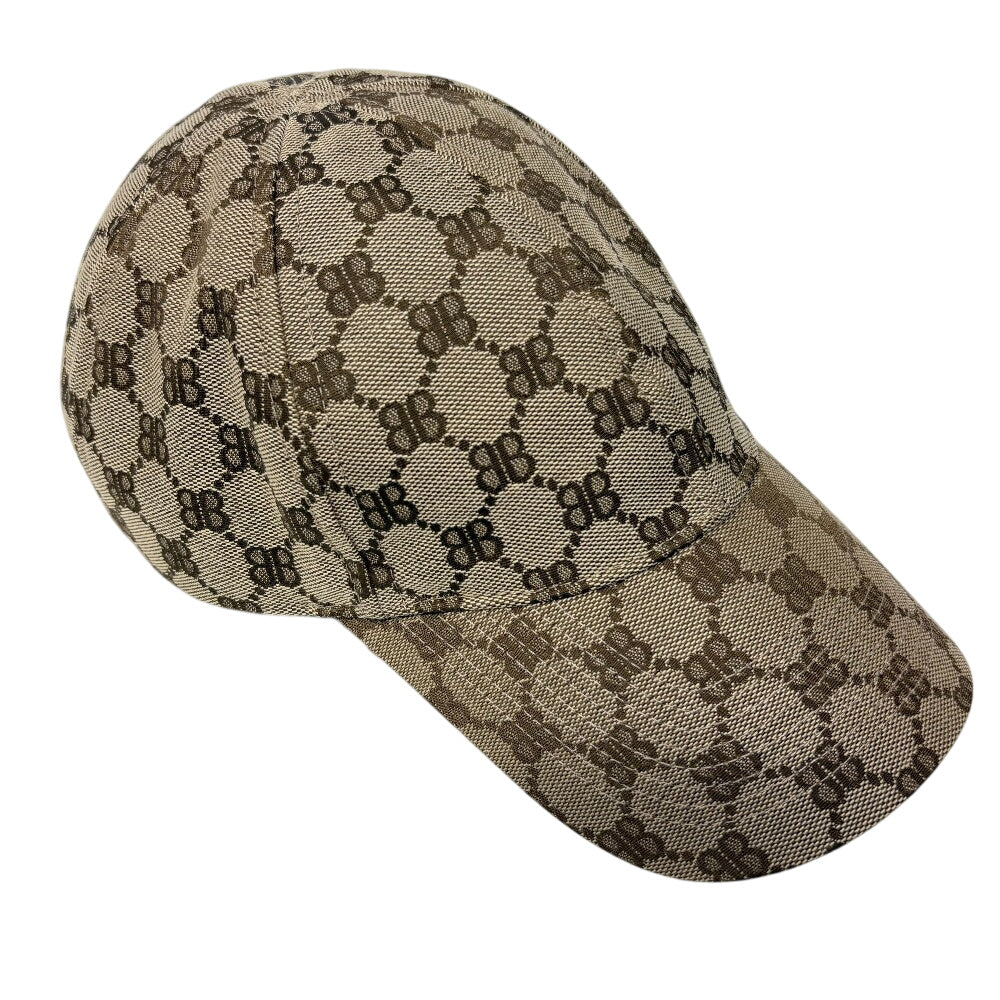 GUCCI cap 680717 64% polyester, 18% nylon, 18% cotton Brown Balenciaga Collaboration Hacker Project BB logo L 59cm