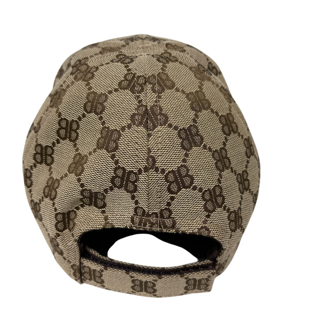 GUCCI cap 680717 64% polyester, 18% nylon, 18% cotton Brown Balenciaga Collaboration Hacker Project BB logo L 59cm