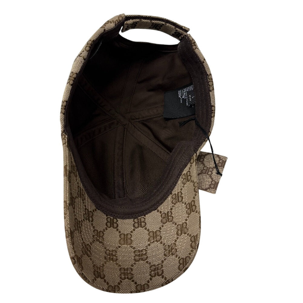 GUCCI cap 680717 64% polyester, 18% nylon, 18% cotton Brown Balenciaga Collaboration Hacker Project BB logo L 59cm
