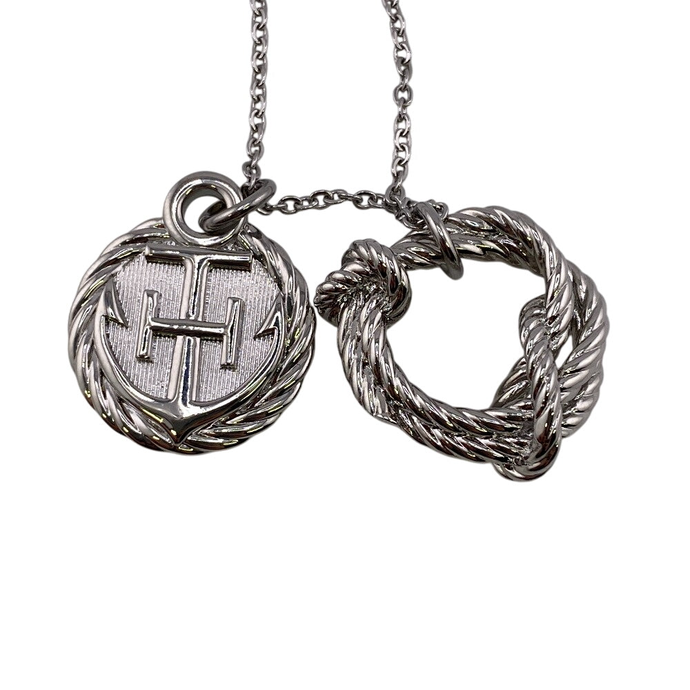 HERMES Necklace metal Silver cordage rope