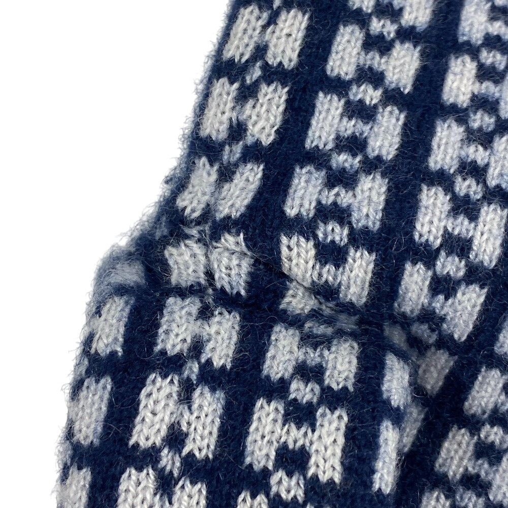 HERMES gloves cashmere Navy Jacquard H S