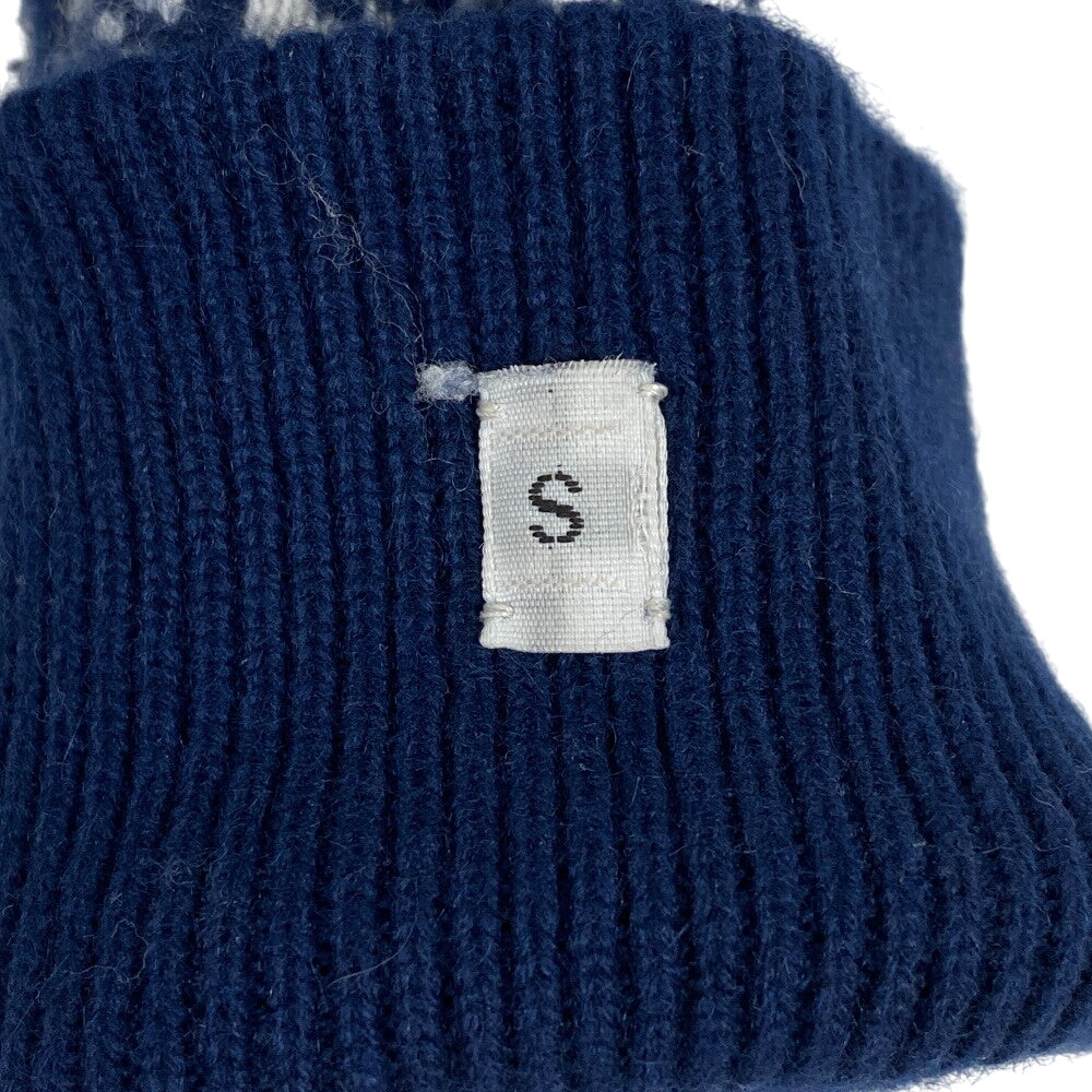 HERMES gloves cashmere Navy Jacquard H S