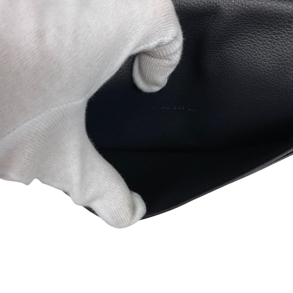 HERMES Long Wallet Purse leather black Citizen twill long