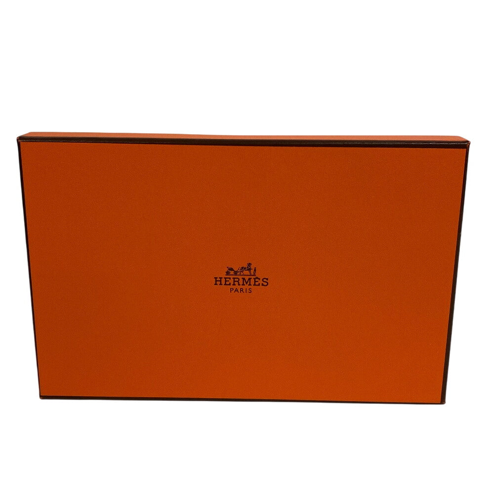 HERMES Long Wallet Purse leather black Citizen twill long