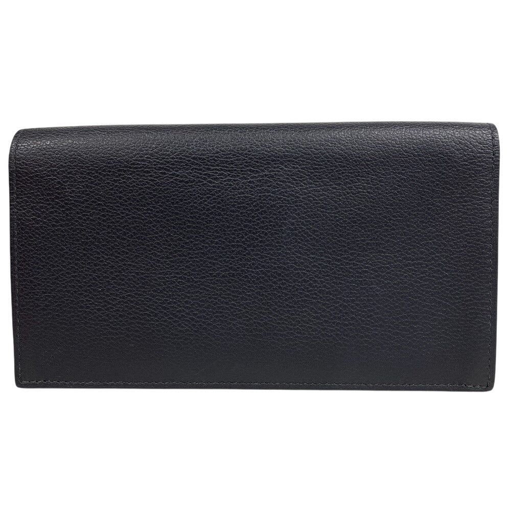 HERMES Long Wallet Purse leather black Citizen twill long