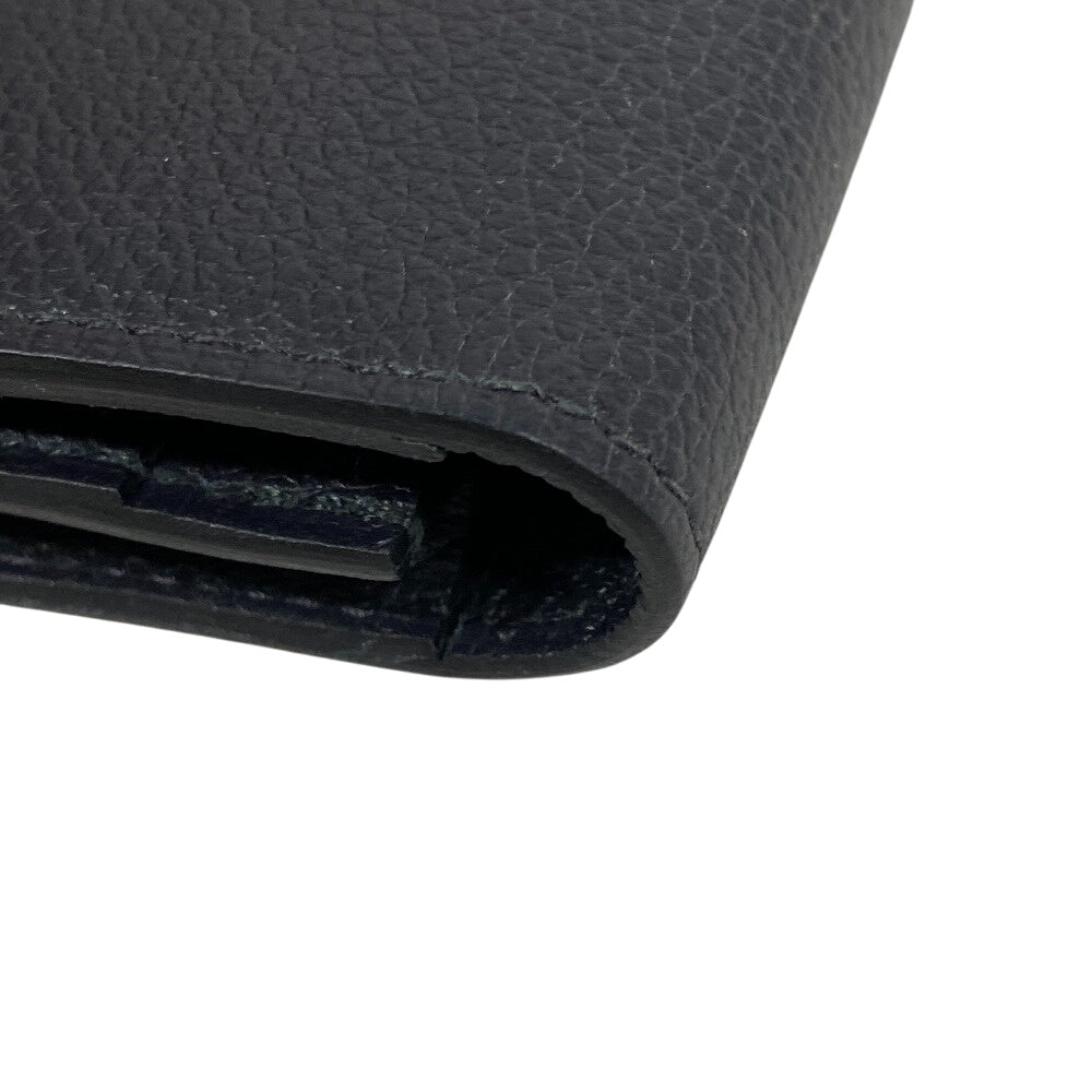 HERMES Long Wallet Purse leather black Citizen twill long