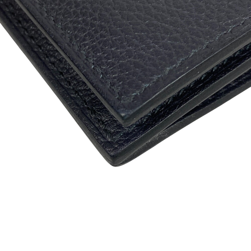 HERMES Long Wallet Purse leather black Citizen twill long