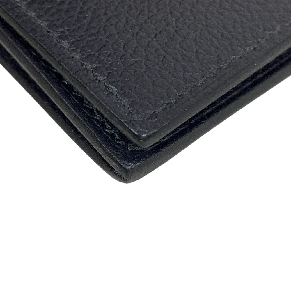 HERMES Long Wallet Purse leather black Citizen twill long