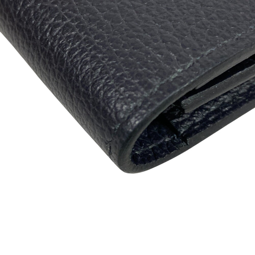 HERMES Long Wallet Purse leather black Citizen twill long