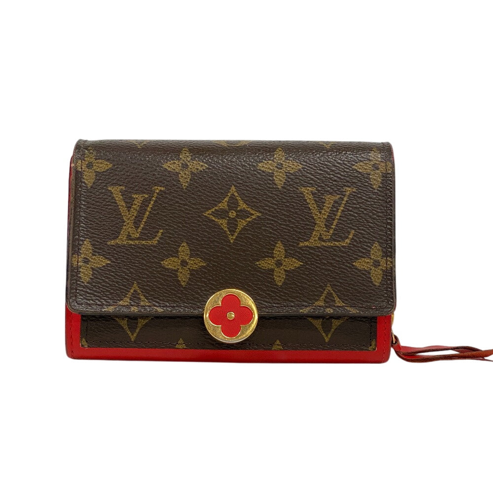 LOUIS VUITTON Bifold Wallet M64587 Monogram canvas Brown Monogram Portefeuille Flor Compact