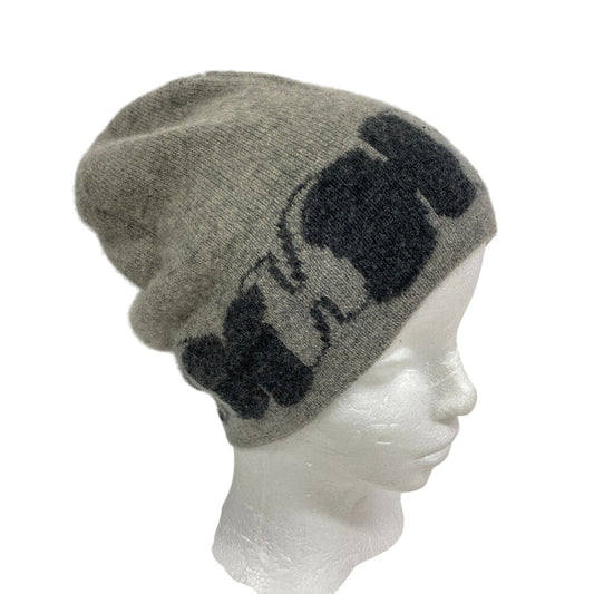HERMES Knit cap cashmere gray H logo Knit hat ME