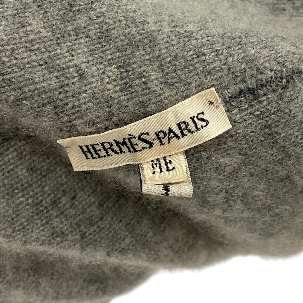HERMES Knit cap cashmere gray H logo Knit hat ME