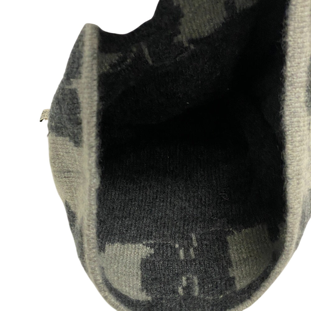 HERMES Knit cap cashmere gray H logo Knit hat ME