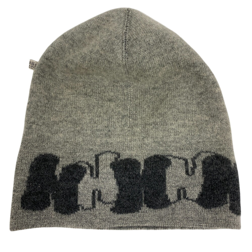 HERMES Knit cap cashmere gray H logo Knit hat ME