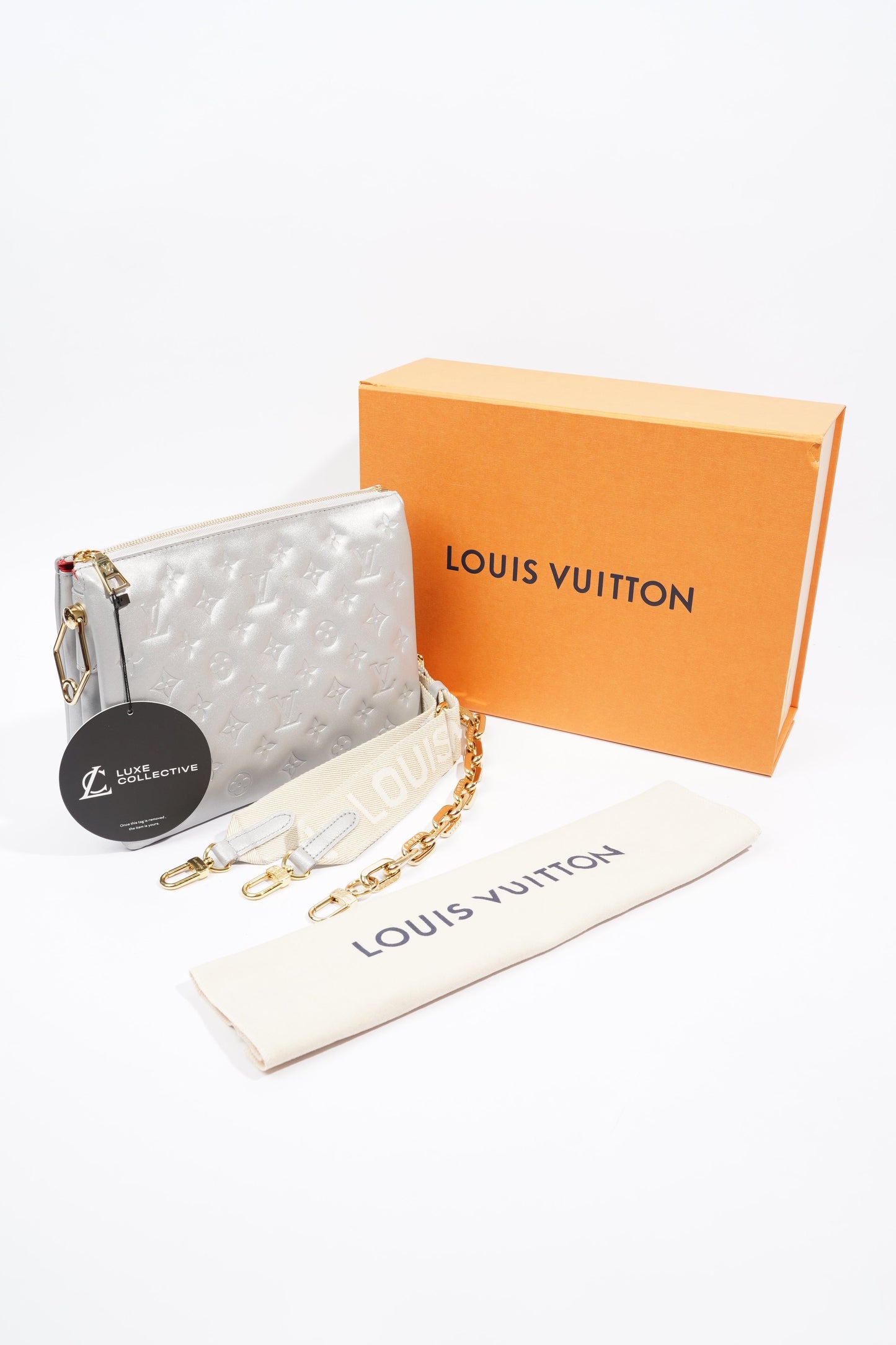 Louis Vuitton Coussin Silver Lambskin Leather PM