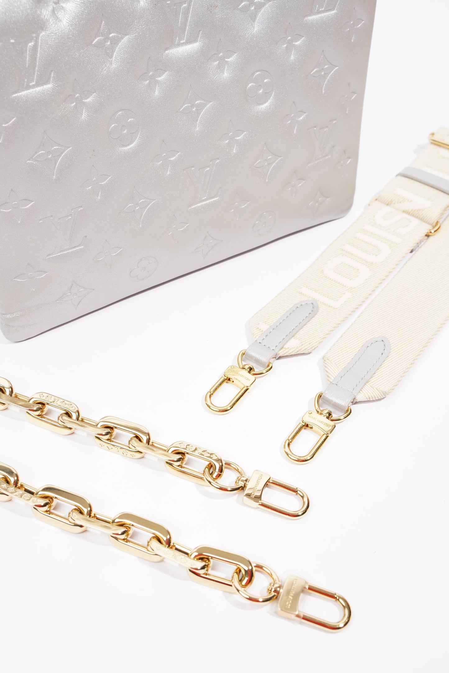 Louis Vuitton Coussin Silver Lambskin Leather PM