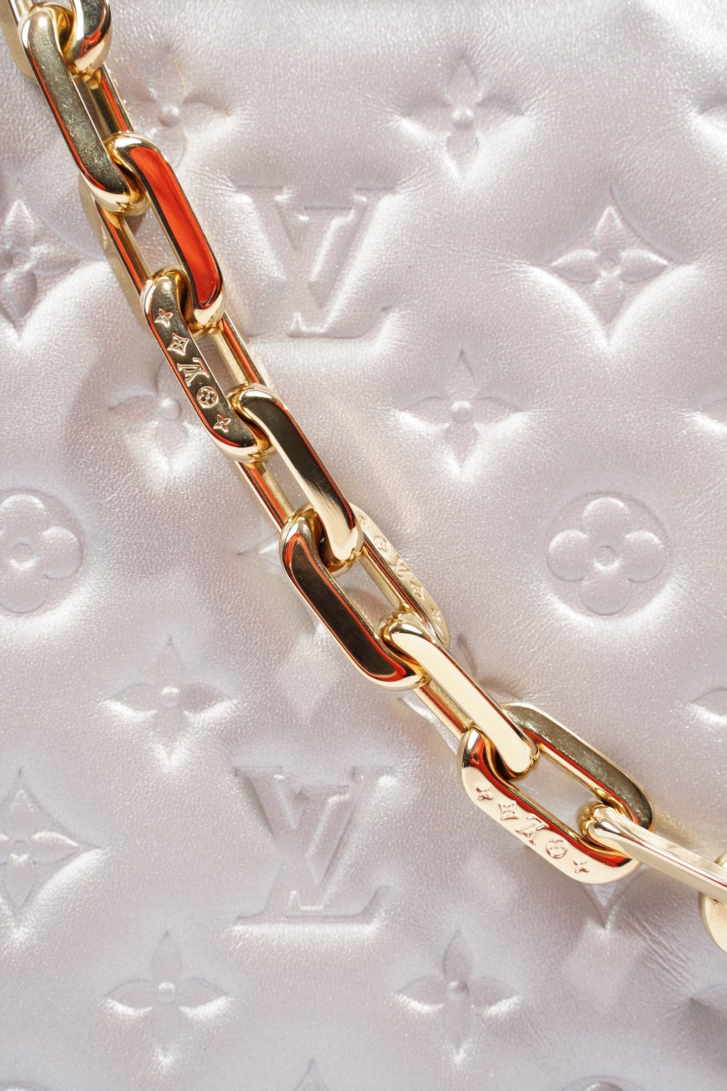 Louis Vuitton Coussin Silver Lambskin Leather PM