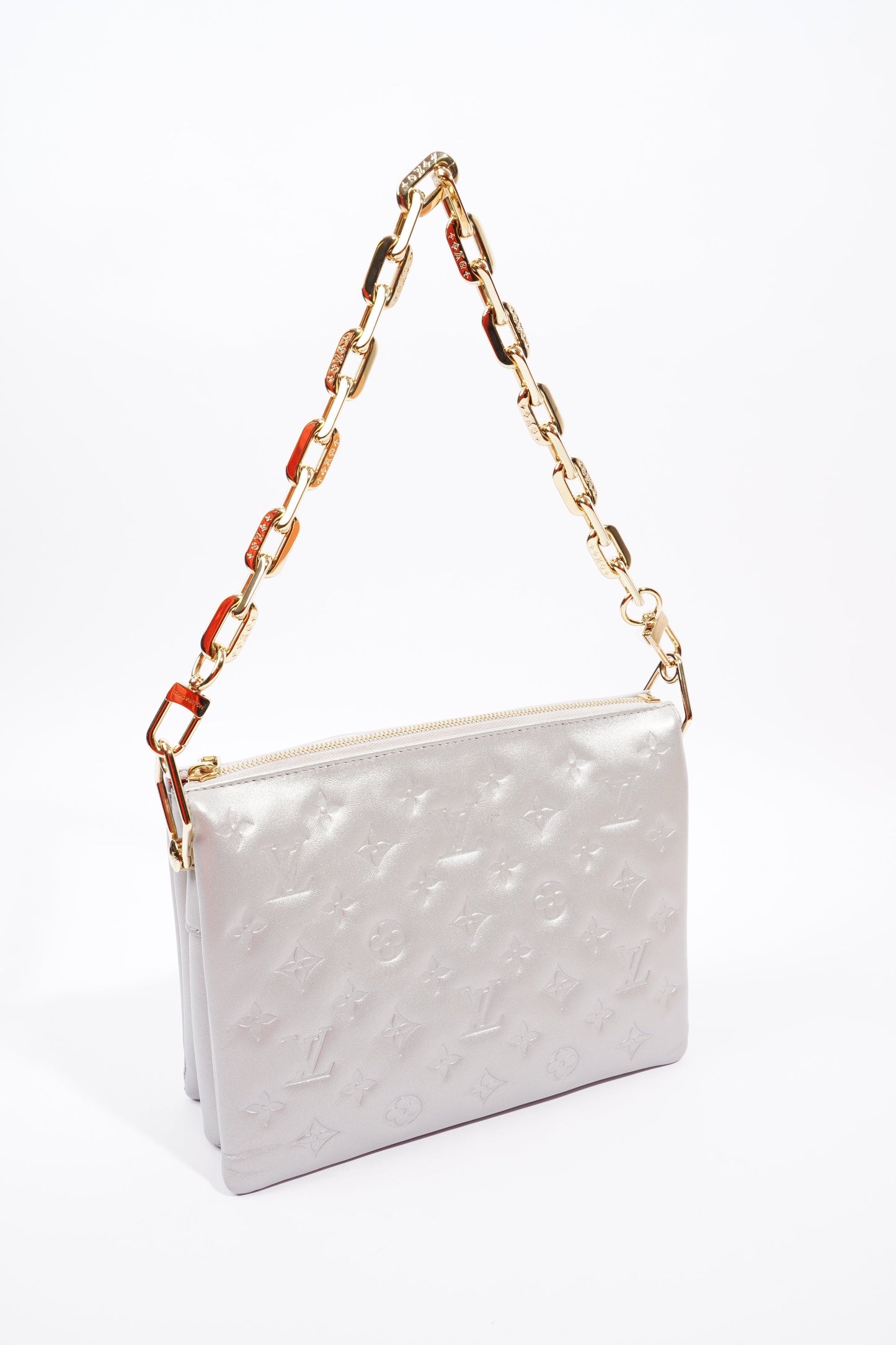 Louis Vuitton Coussin Silver Lambskin Leather PM