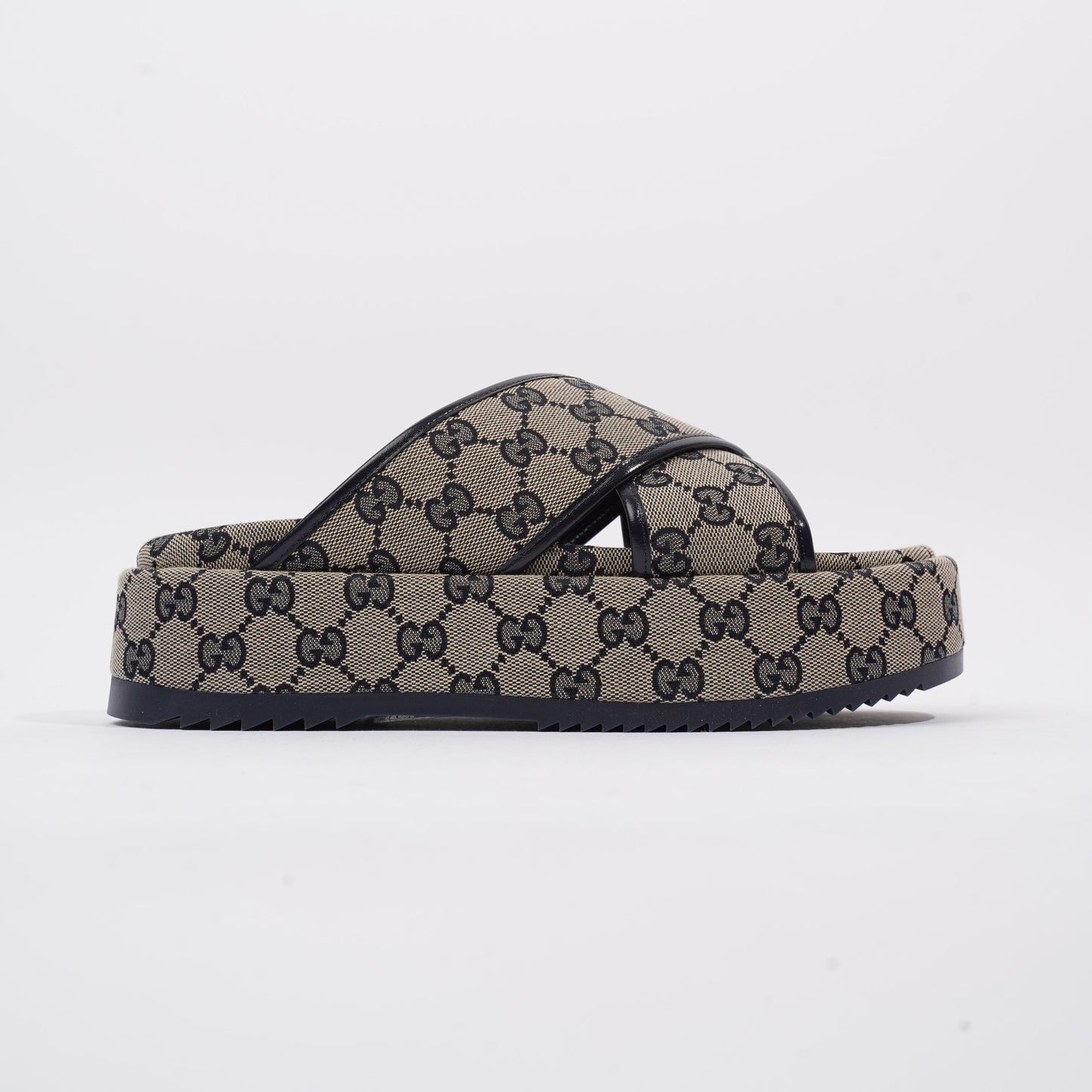 Gucci Angelina GG Supreme Beige Monogram / Navy Canvas EU 39 UK 6