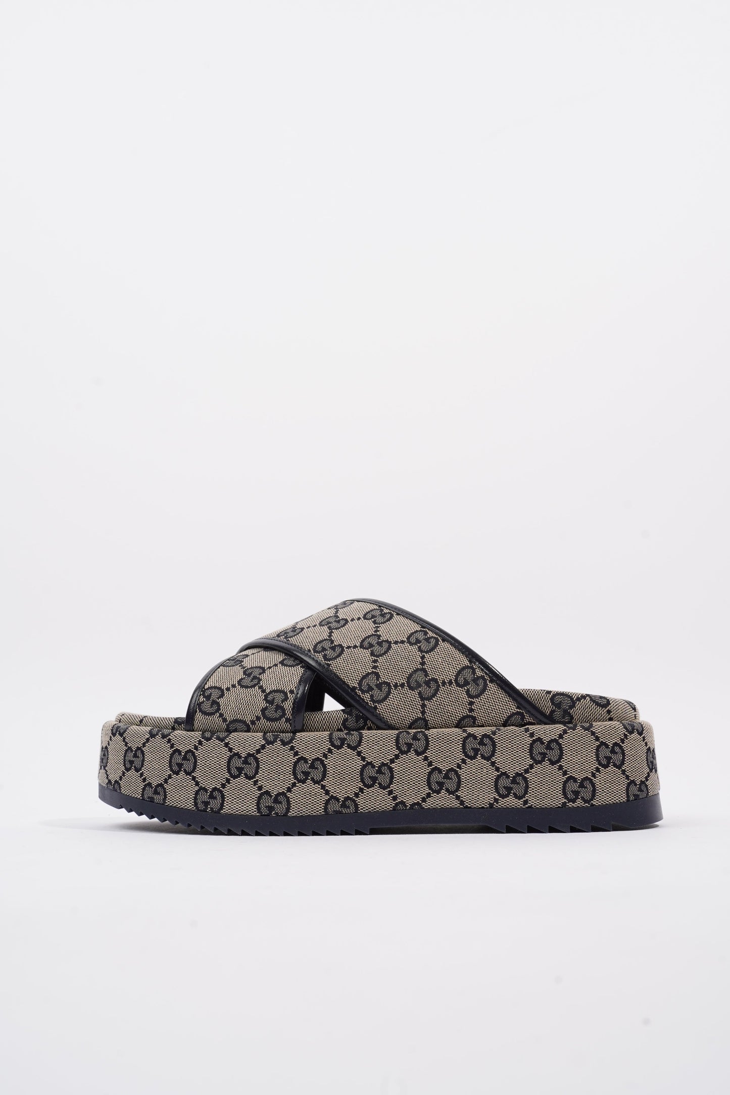 Gucci Angelina GG Supreme Beige Monogram / Navy Canvas EU 39 UK 6