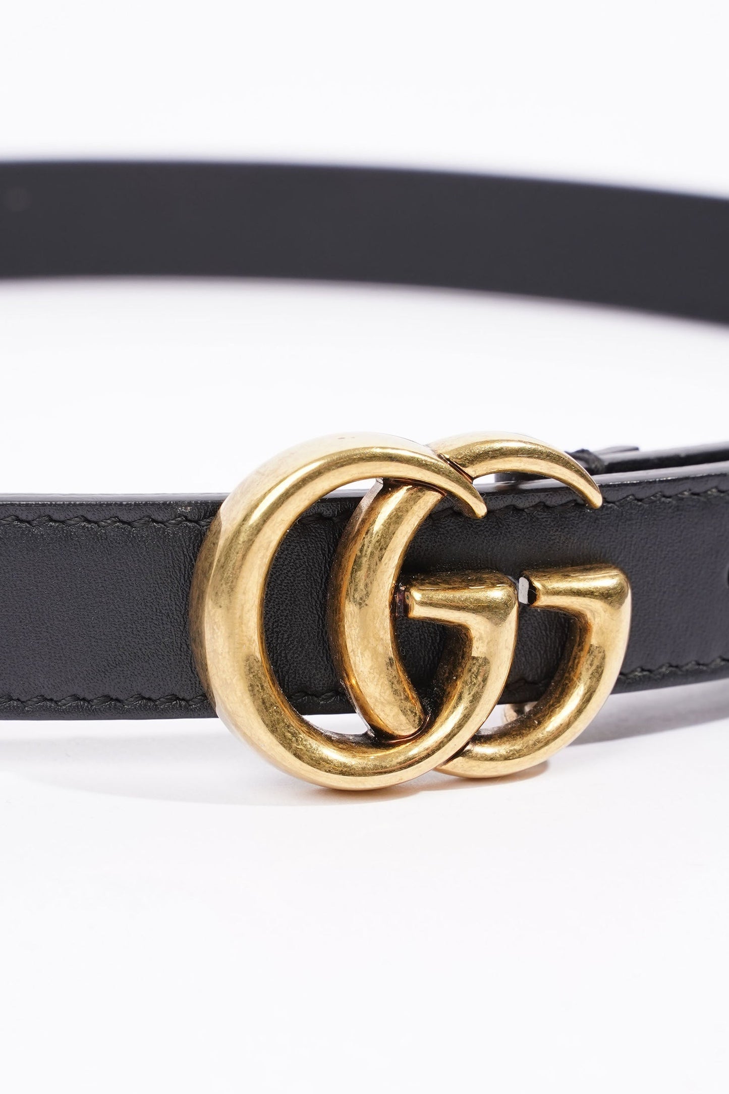 Gucci GG Marmont Belt Black / Gold Leather 75cm / 30"