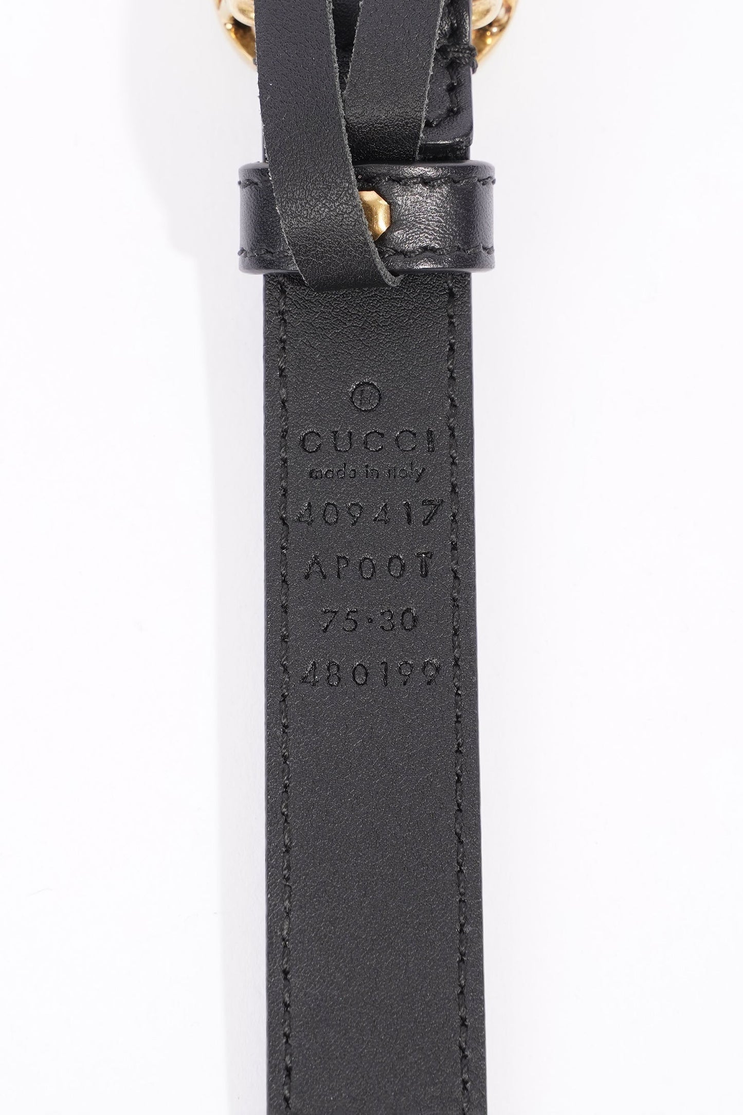Gucci GG Marmont Belt Black / Gold Leather 75cm / 30"