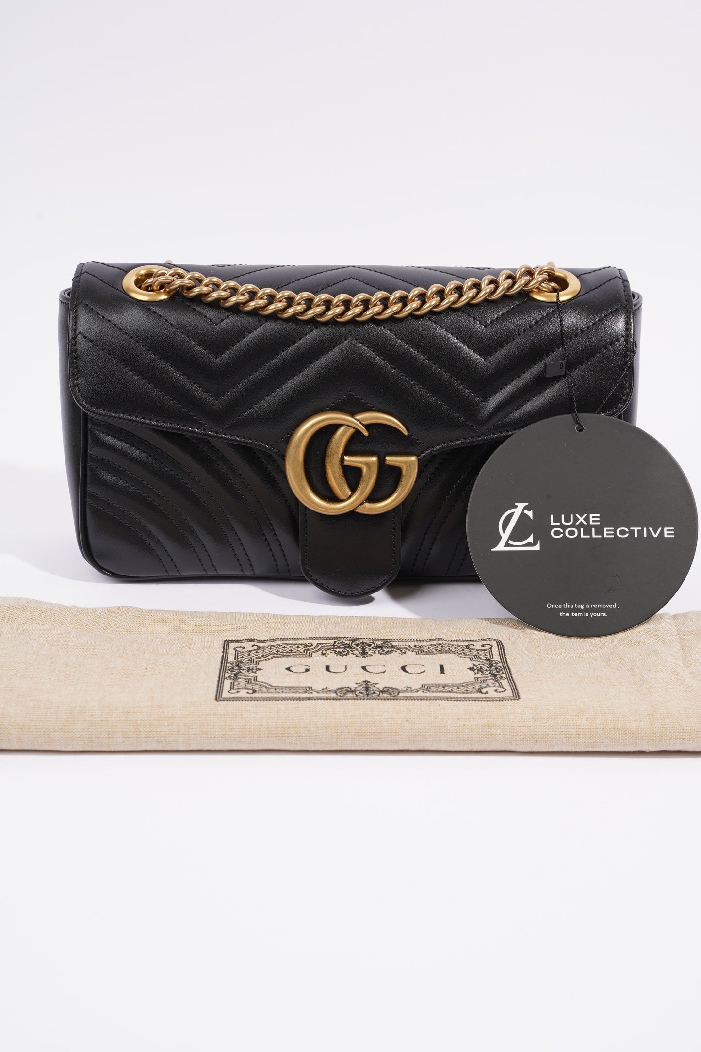 Gucci Marmont Flap Black Matelasse Leather Small