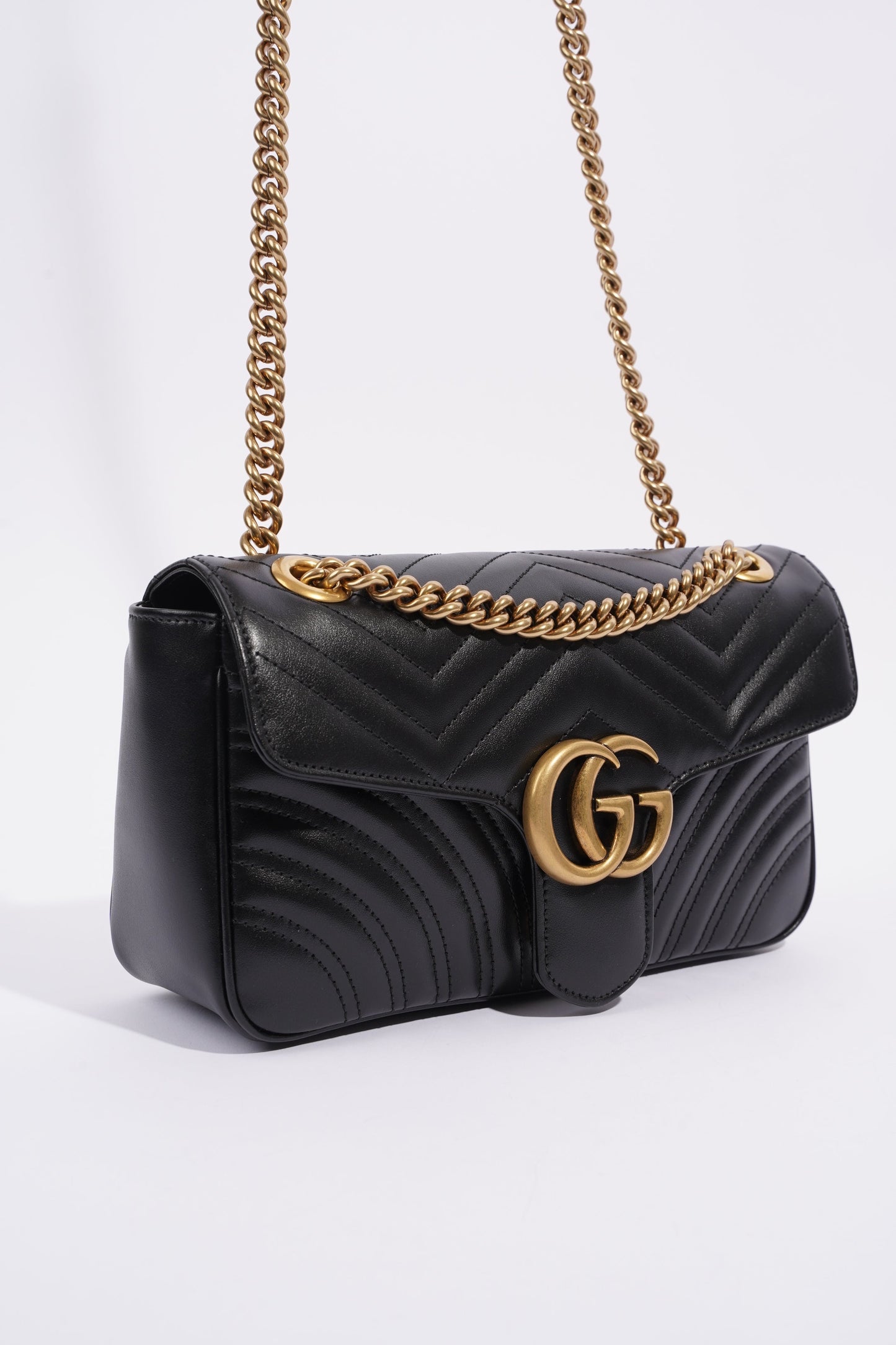 Gucci Marmont Flap Black Matelasse Leather Small