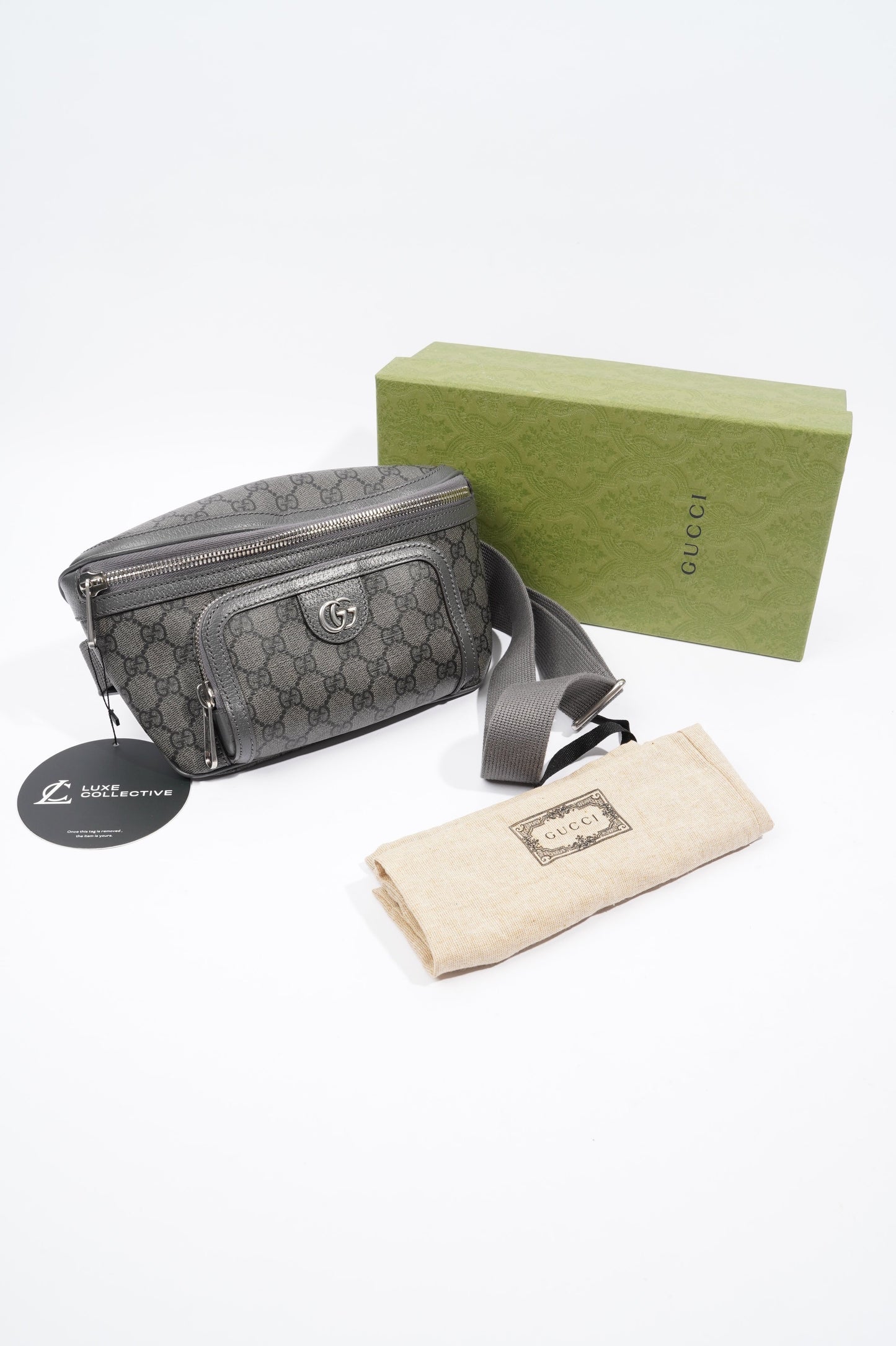 Gucci Ophidia Belt Bag Grey Supreme Coated Canvas