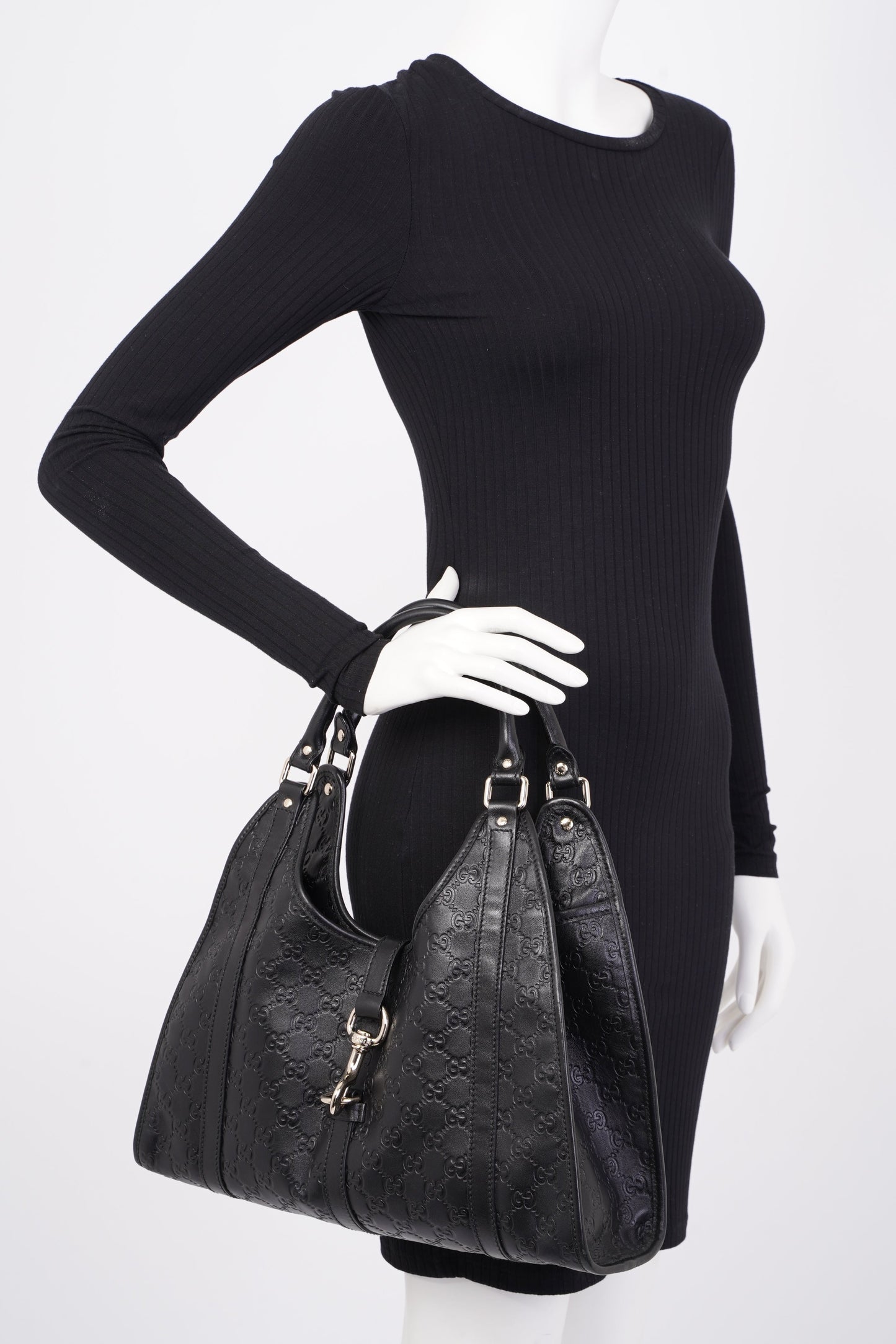 Gucci Jackie Black GG Supreme Leather