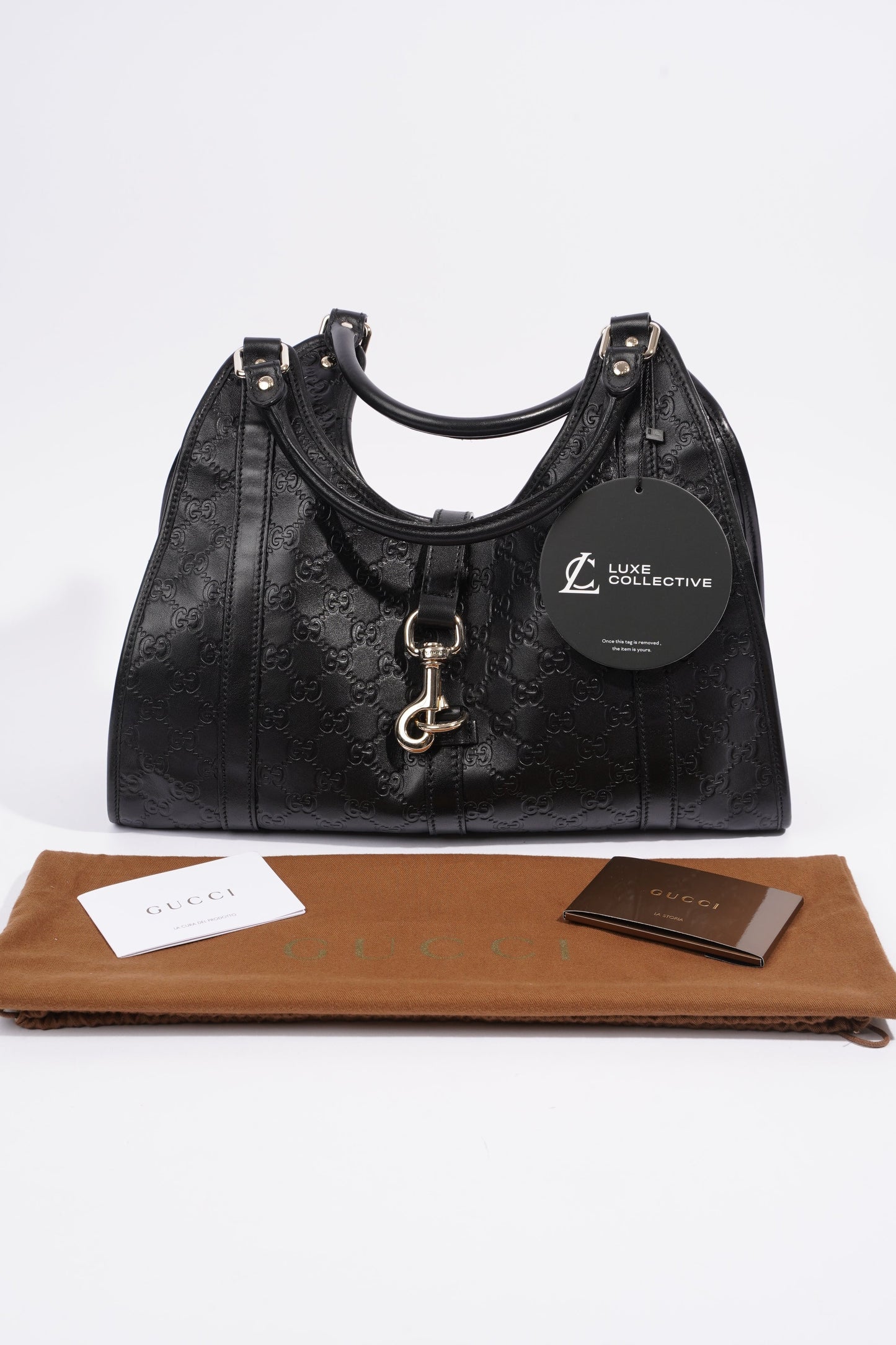 Gucci Jackie Black GG Supreme Leather