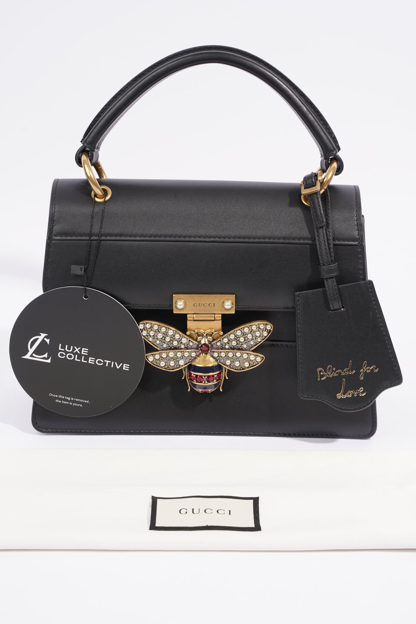 Gucci Queen Margaret Top Handle Black Leather