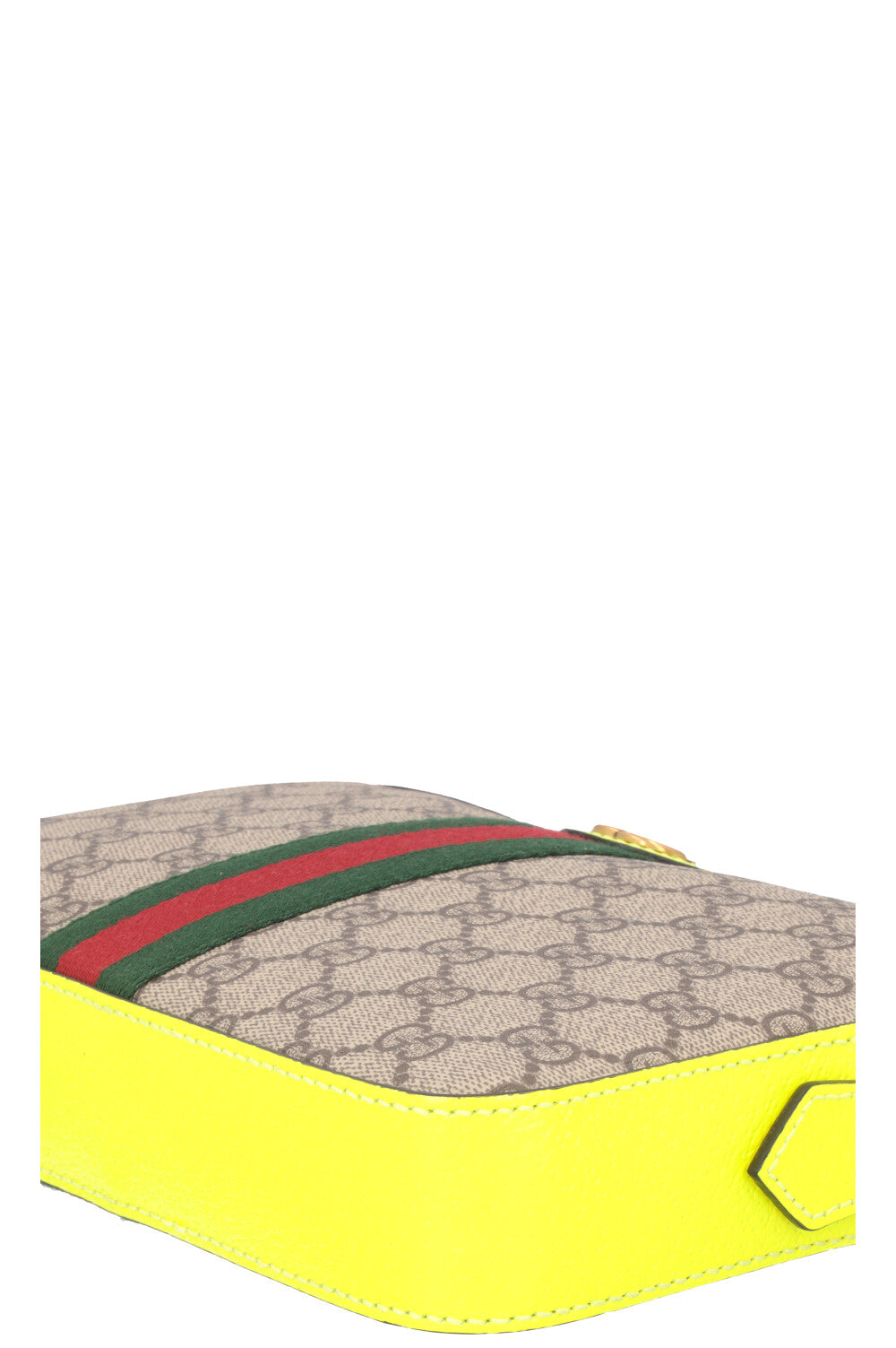 GUCCI Small Ophidia Crossbody Bag Neon Yellow Supreme Canvas