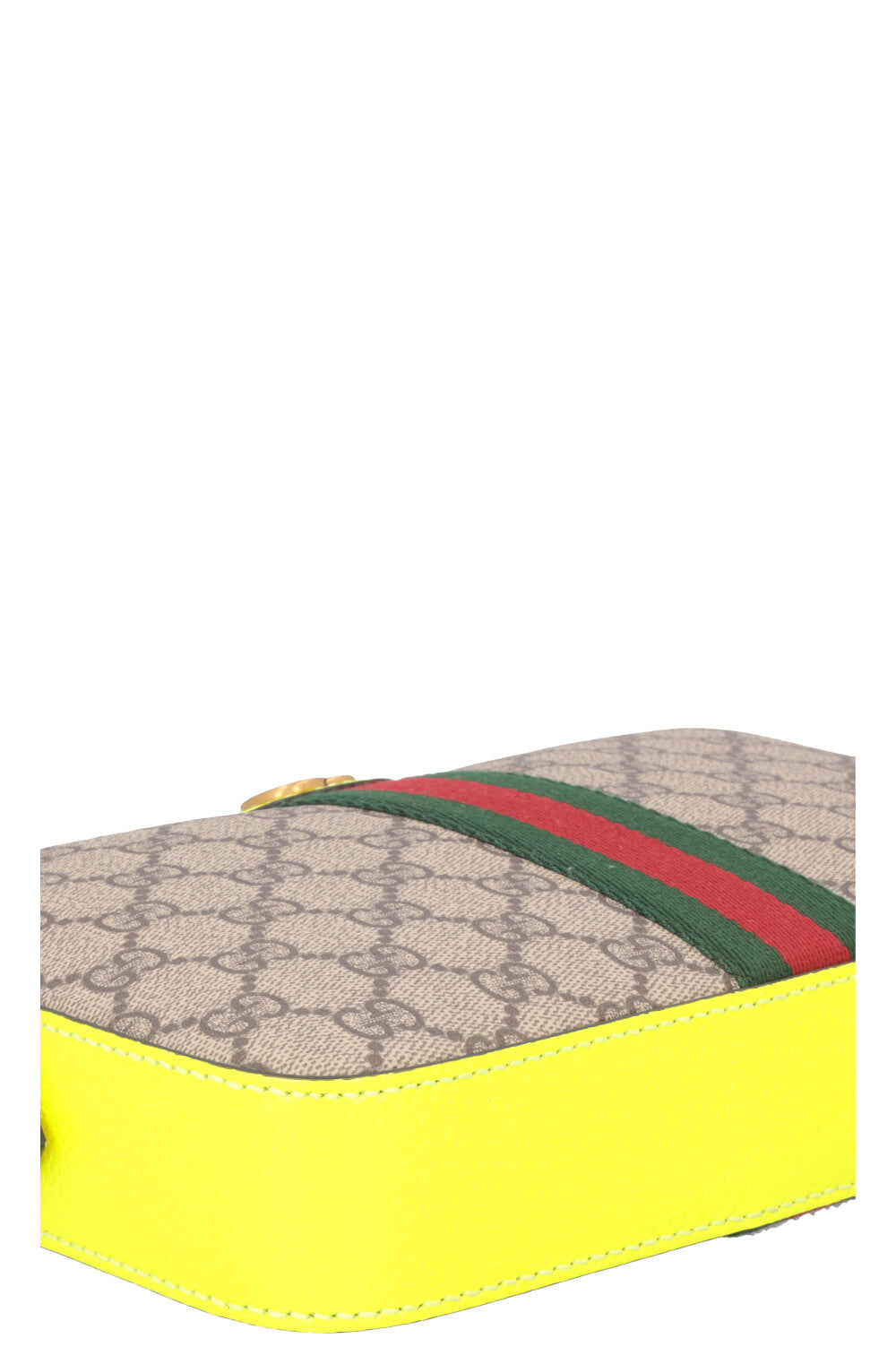 GUCCI Small Ophidia Crossbody Bag Neon Yellow Supreme Canvas