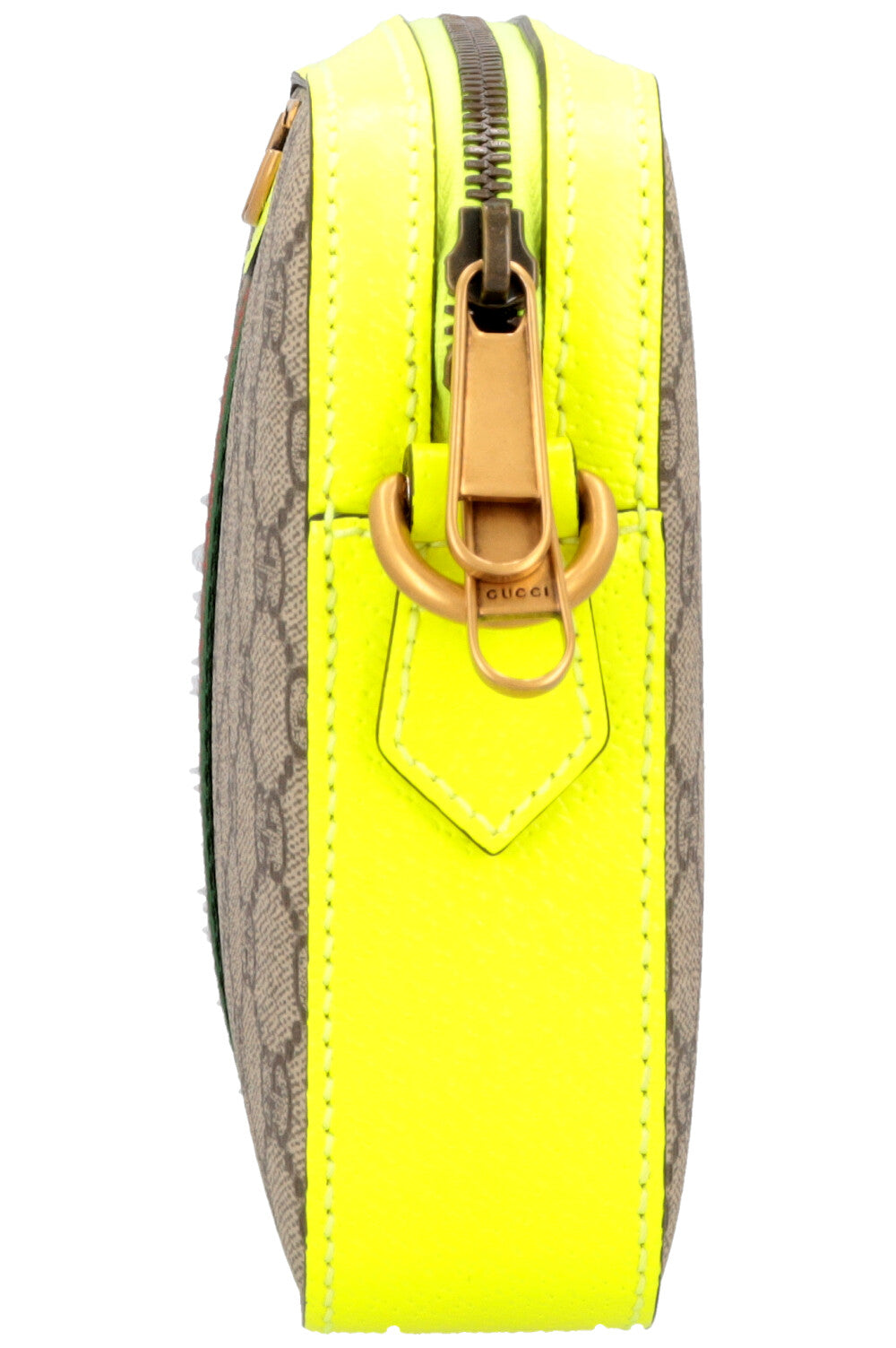 GUCCI Small Ophidia Crossbody Bag Neon Yellow Supreme Canvas