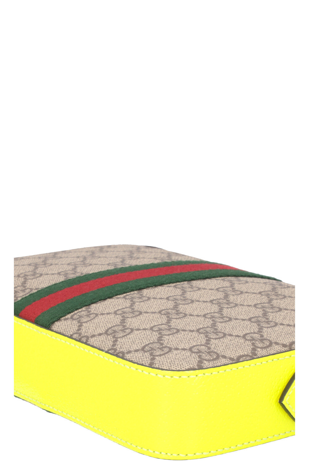 GUCCI Small Ophidia Crossbody Bag Neon Yellow Supreme Canvas