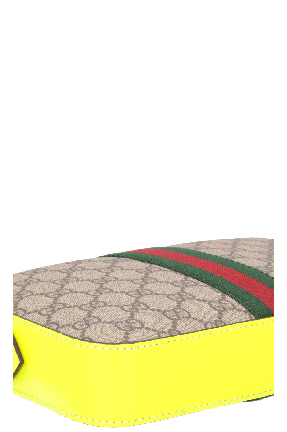 GUCCI Small Ophidia Crossbody Bag Neon Yellow Supreme Canvas