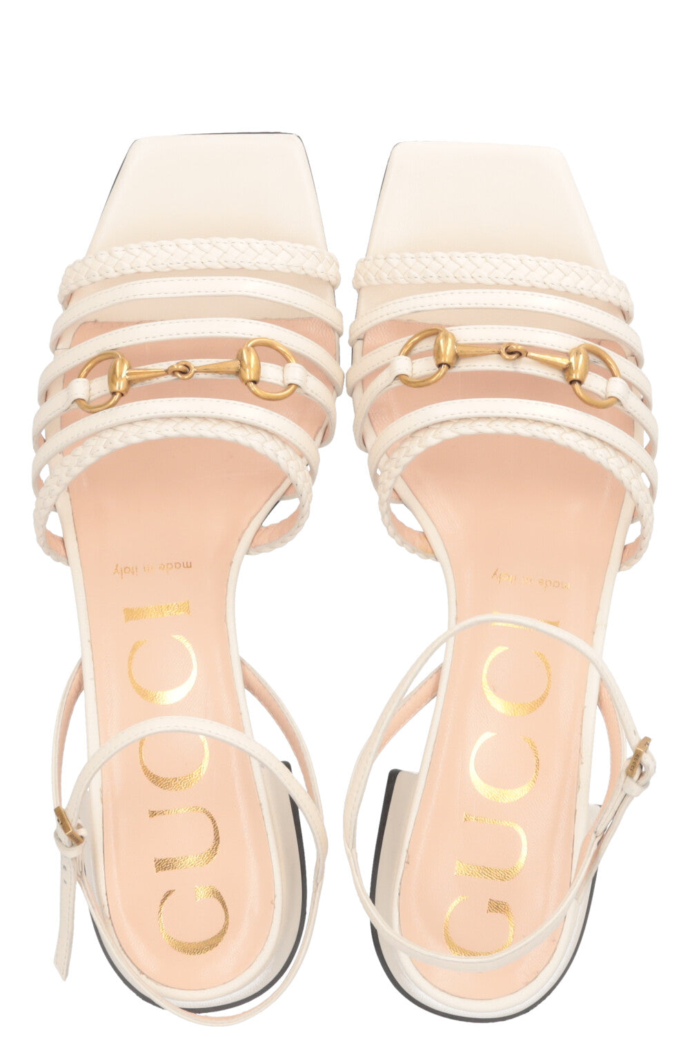 GUCCI Horsebit Flats Leather White