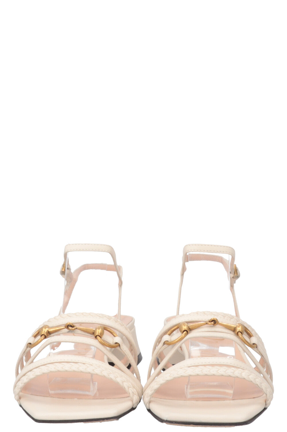 GUCCI Horsebit Flats Leather White