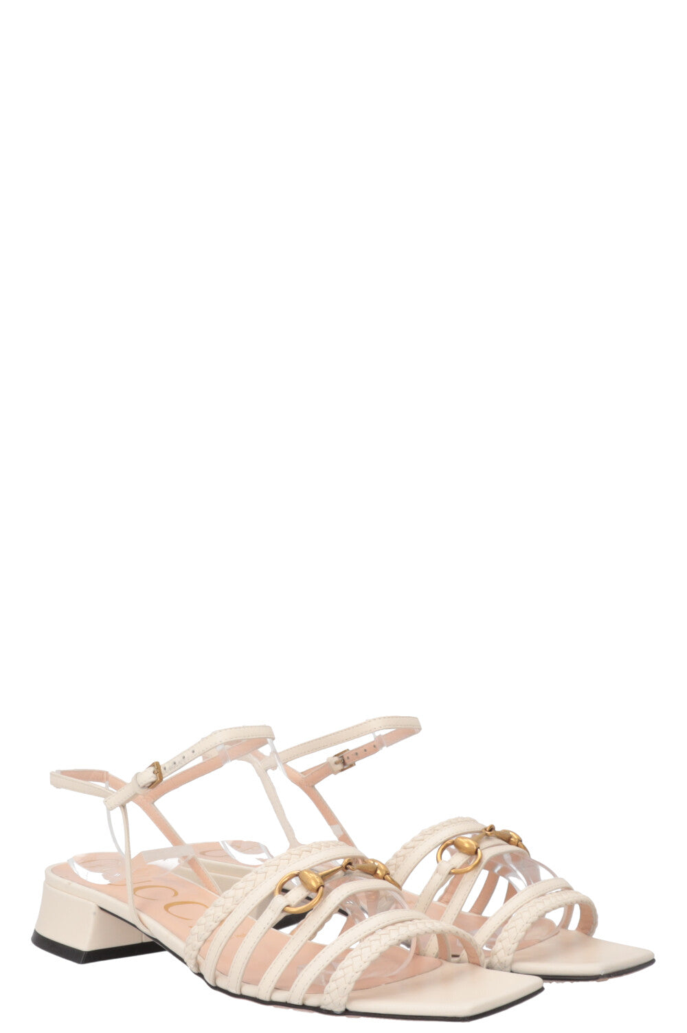 GUCCI Horsebit Flats Leather White