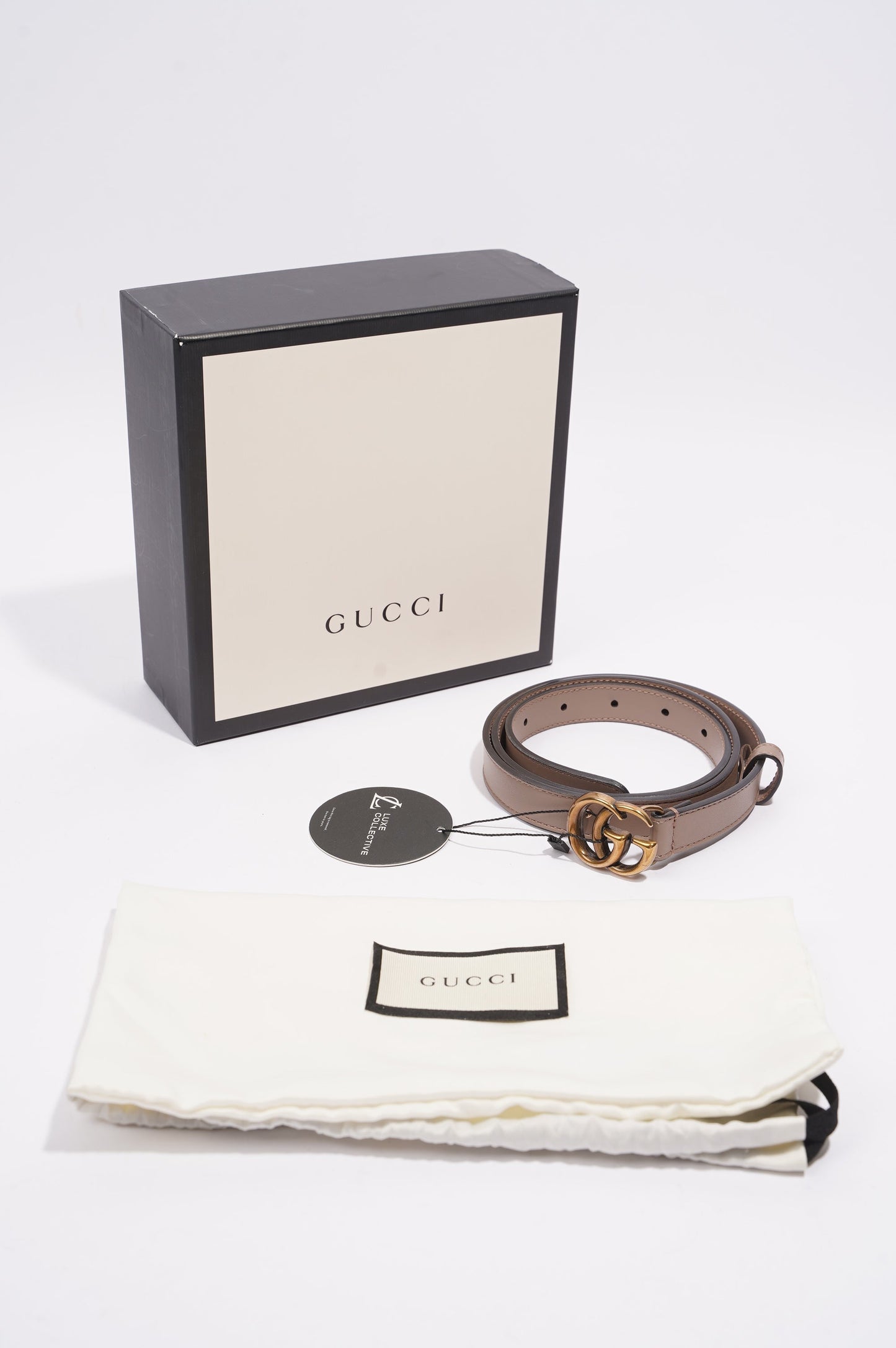 Gucci GG Marmont Belt Nude / Gold Leather 85cm