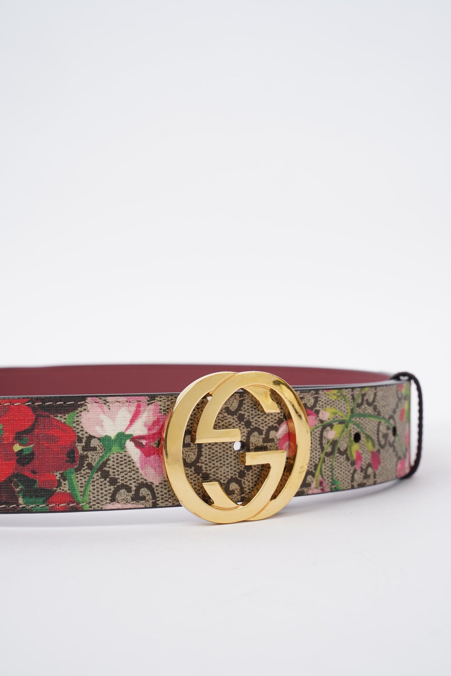 Gucci Interlocking Belt Supreme / Floral Coated Canvas 75cm 30"
