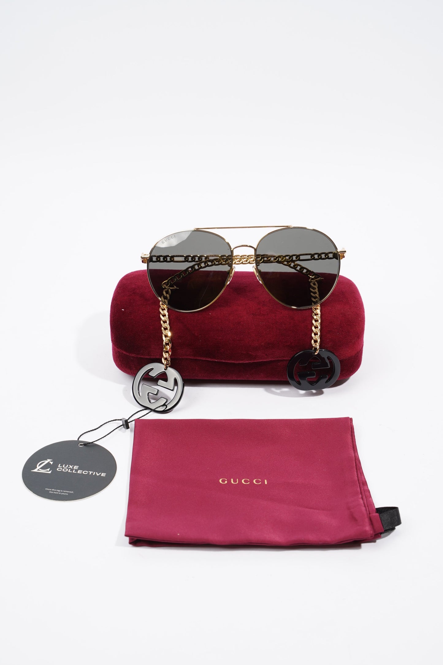 Gucci GG0725S Sunglasses Gold Base Metal 135